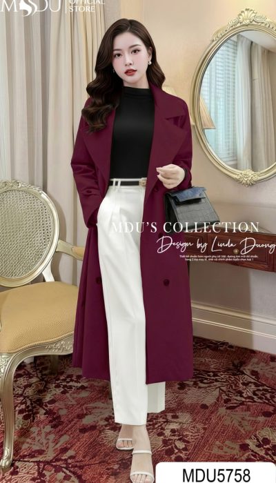 BURGUNDY POWER COAT – MODERN TAILORING WITH ELEGANT STRUCTURE | MDU5758