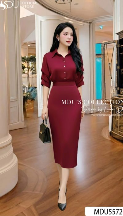 BURGUNDY PEARL SET REFINED ELEGANCE WITH MODERN SILHOUETTE | MDU5572
