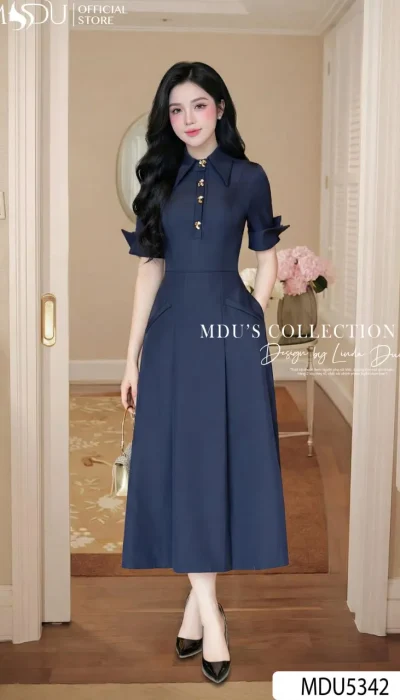 NAVY CLASSIC GRACE TIMELESS ELEGANCE IN STRUCTURED SILHOUETTE | MDU5342